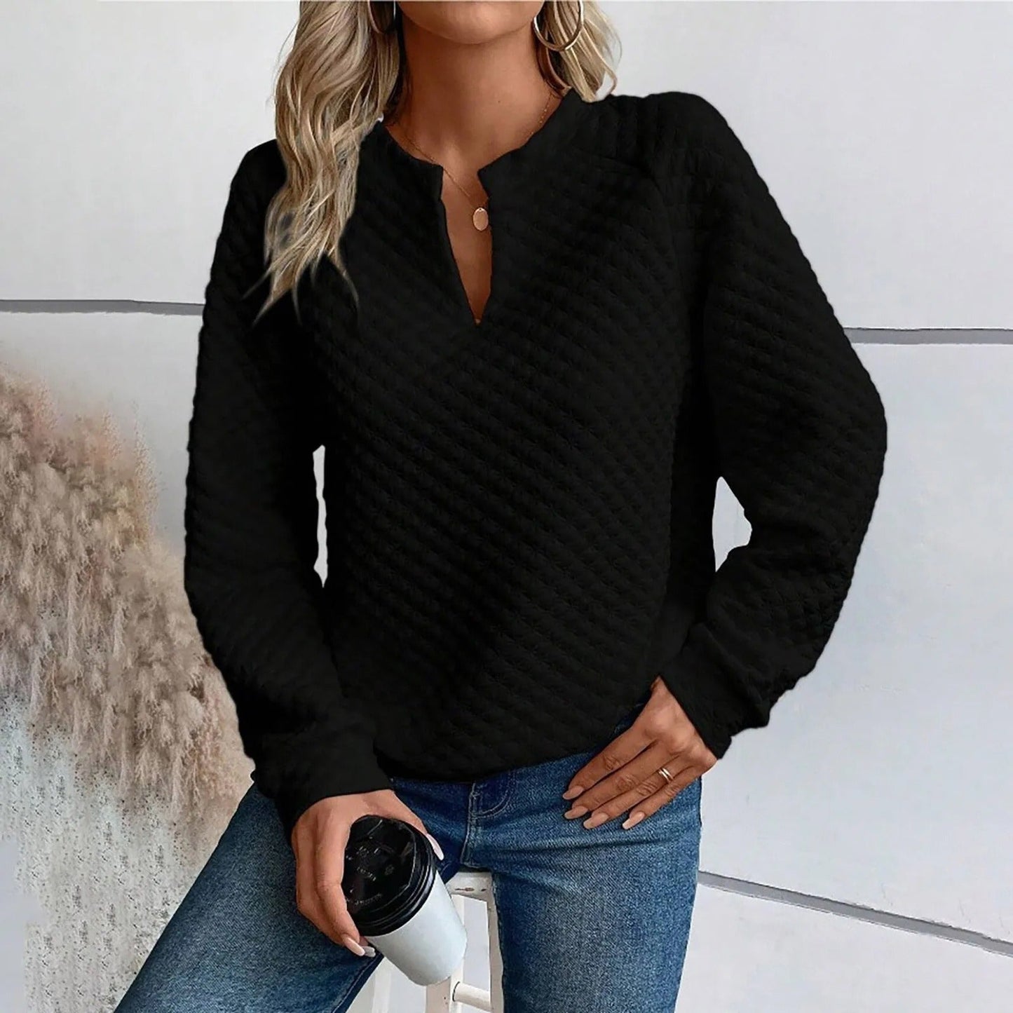 Deep V-Neck Streetwear Sweatshirt